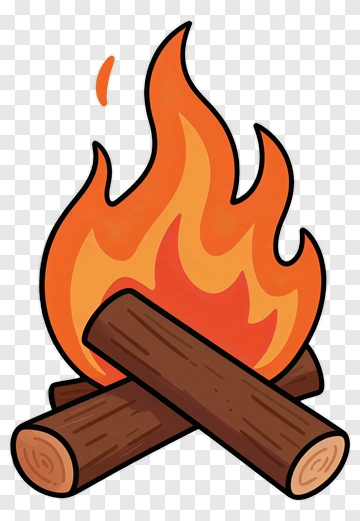 Cartoon Campfire With Flames PNG