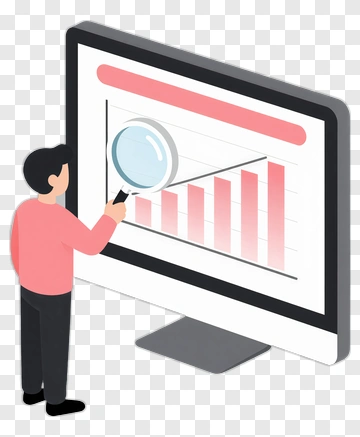 Person Analyzing A Growth Chart On A Computer Screen PNG