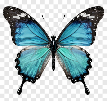 Blue Butterfly With Black And White Accents PNG