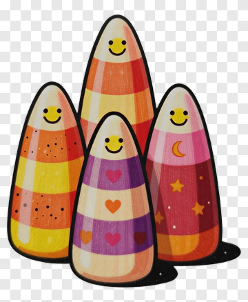 Colorful Halloween Candy Corn Characters PNG