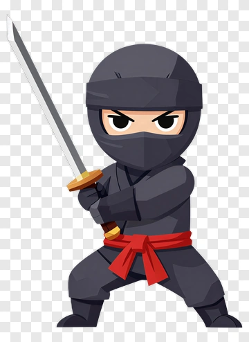 Cartoon Ninja Holding A Sword PNG