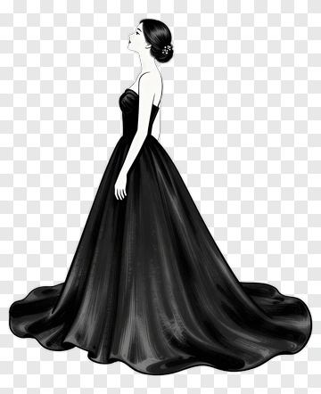 Elegant Woman In A Black Dress PNG