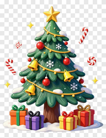 Colorful Christmas Tree With Presents PNG