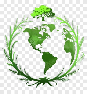 Green Earth With Tree And Leafy Frame PNG