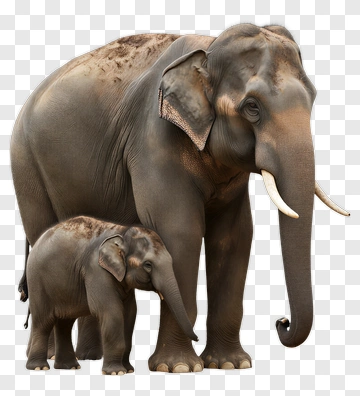 Elephant And Calf Standing Together PNG