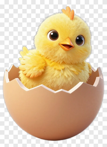 Cartoon Chick Hatching From Egg PNG