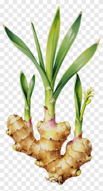 Fresh Ginger Root With Green Shoots PNG