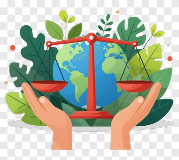 Scales Of Justice With Earth And Greenery PNG