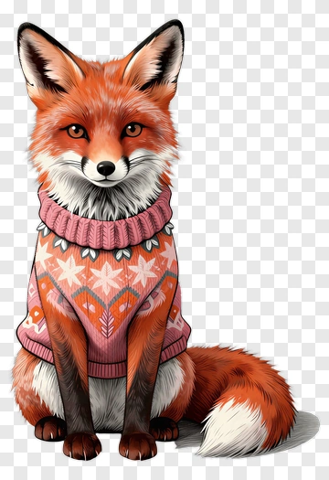Cartoon Fox Wearing A Sweater PNG