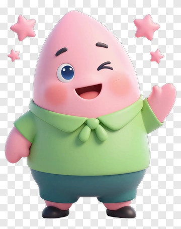 Cartoon Character Waving With Stars PNG