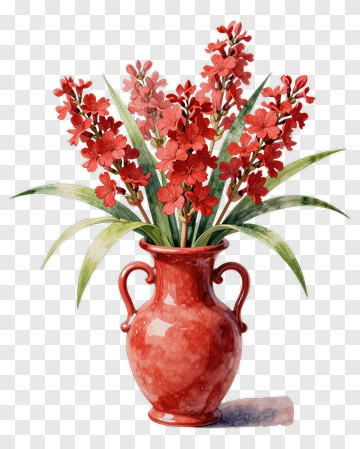 Red Flower Bouquet In A Vase PNG