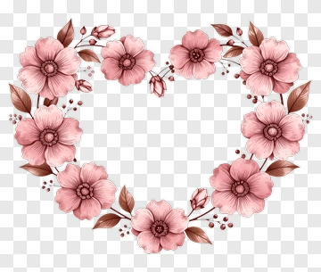 Floral Heart Wreath PNG