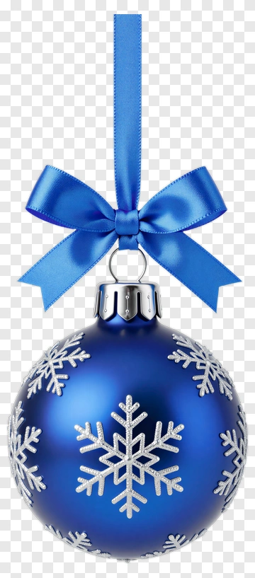 Blue Christmas Ornament With Snowflake Design PNG