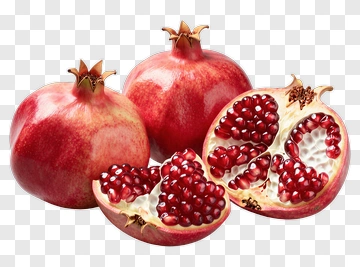 Pomegranate With Halved Fruit PNG