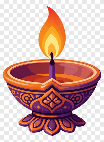 Colorful Diya Candle With Flame PNG