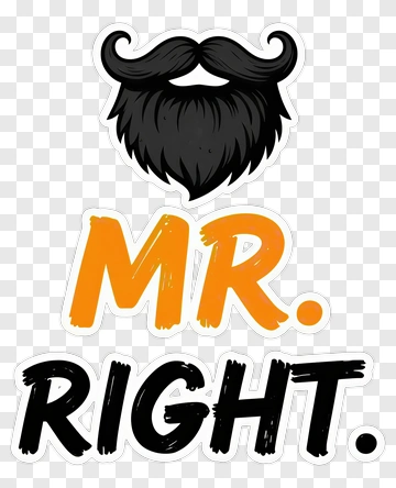 Mr. Right Beard Design PNG