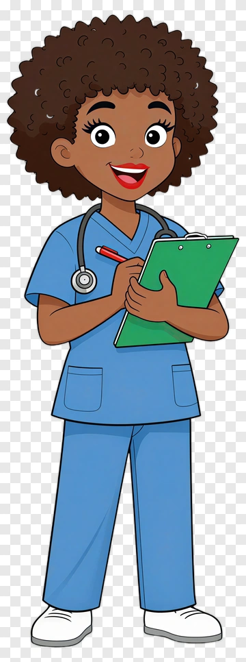Cartoon Nurse Holding A Clipboard PNG