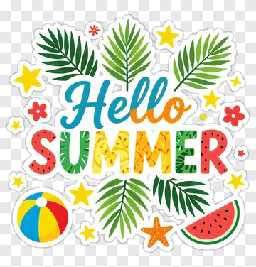 Hello Summer Decorative Sticker PNG