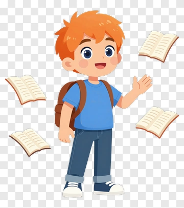 Cartoon Boy Holding Books PNG
