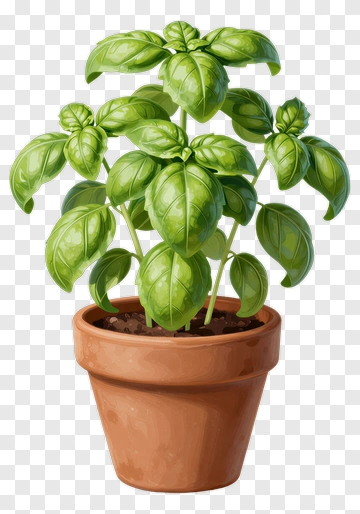 Basil Plant In A Pot PNG