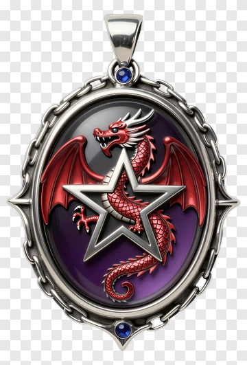 Red Dragon Pendant With Star Design PNG