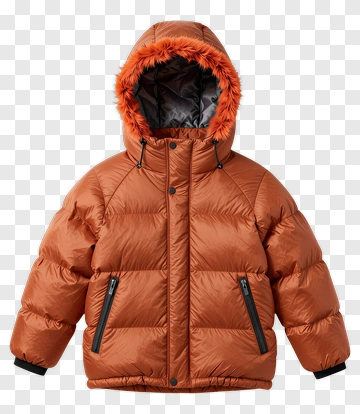 Orange Puffer Jacket PNG