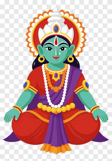 Cartoon Hindu Goddess Sitting In Meditation PNG