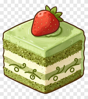 Green Cake With Strawberry Topping PNG