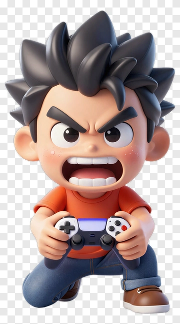Angry Cartoon Boy Playing Video Game PNG