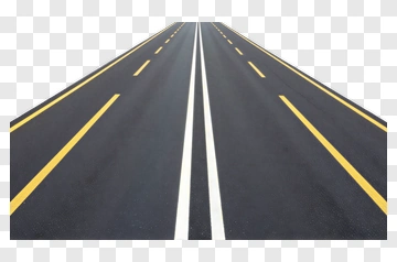 Empty Road With Yellow Lane Markings PNG