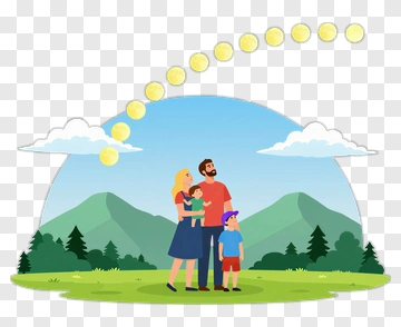 Happy Family In A Scenic Landscape PNG