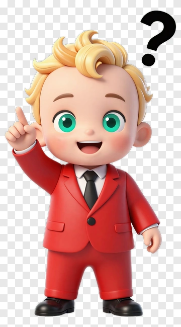 Cartoon Child In A Red Suit Pointing Up PNG