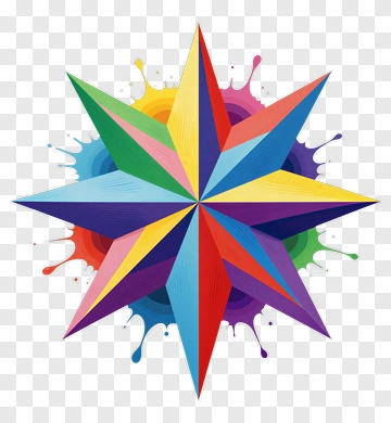 Colorful Star Design With Paint Splashes PNG