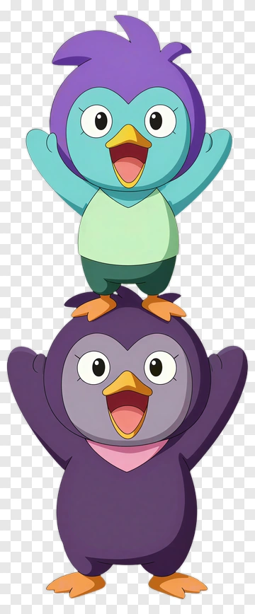 Cartoon Birds Cheerfully Posing Together PNG