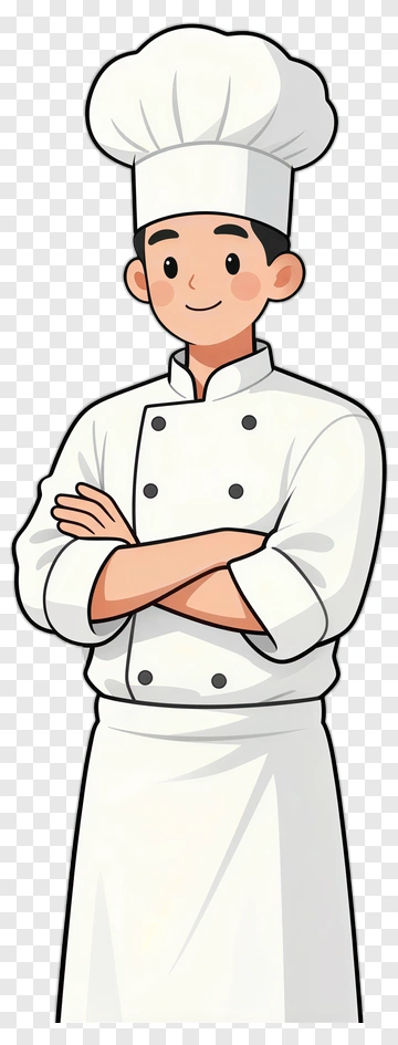 Cartoon Chef Smiling With Arms Crossed PNG