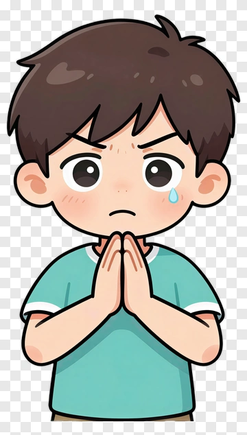 Sad Boy With Hands Together PNG