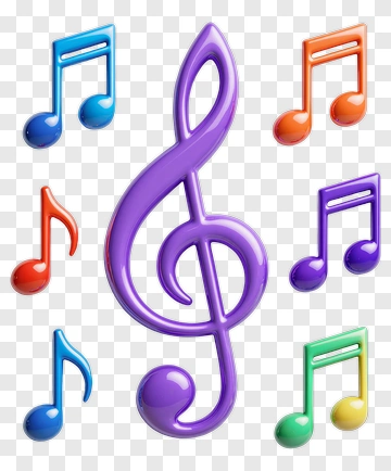 Colorful Musical Notes And Clef PNG