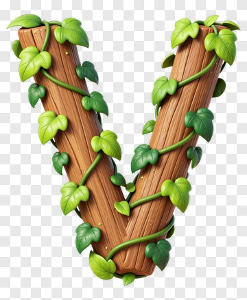 Vine Covered Wooden Letter V PNG