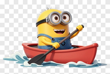 Minion Kayaking In A Red Boat PNG