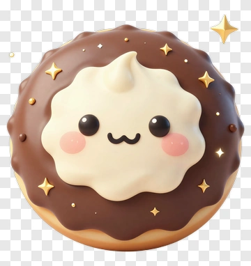 Cute Cartoon Chocolate Donut With Cream Topping PNG