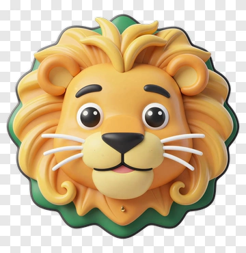 Cartoon Lion Face With Green Background PNG