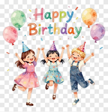 Happy Birthday Celebration With Children PNG