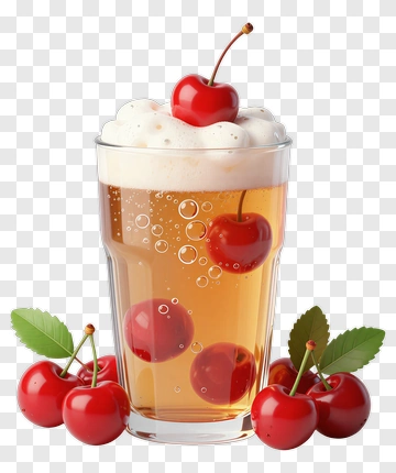 Glass Of Cherry Juice With Fresh Cherries PNG