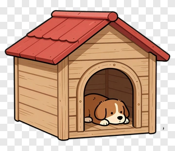 Cartoon Dog In A Doghouse PNG