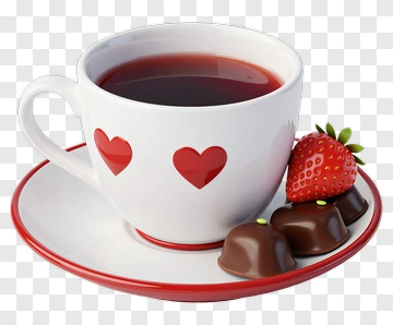Cup Of Tea With Chocolate And Strawberry PNG