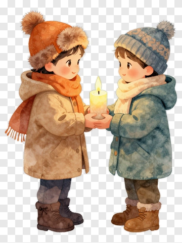 Two Children Holding A Candle PNG