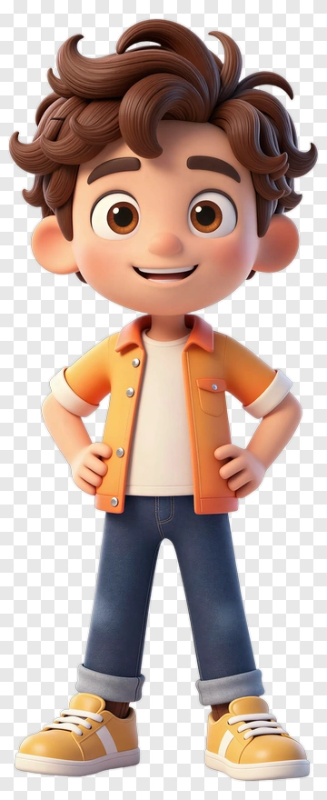 Cartoon Boy Smiling In Casual Outfit PNG