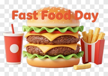 Fast Food Day Burger With Fries And Drink PNG