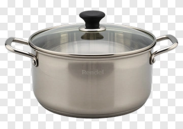 Stainless Steel Cooking Pot With Glass Lid PNG