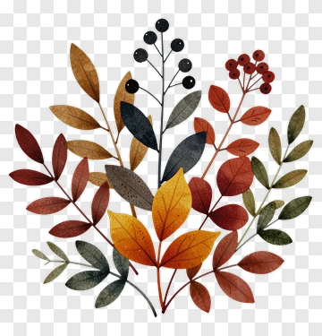 Colorful Autumn Leaves Arrangement PNG